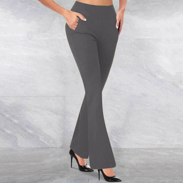 Karight Women's Fashion Casual Temperament Solid Color Knitted Pull Slim Flare Trousers