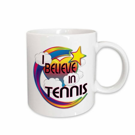 

3dRose I Believe In Tennis Cute Believer Design Ceramic Mug 11-ounce