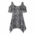 thumbnail image 4 of White Mark Short Sleeve Cold Shoulder Snake Print Tunic Top, Women's, S-XL, 4 of 6