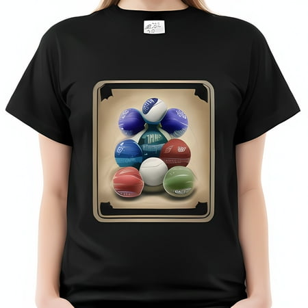 

Symmetrical Billiards Balls Design on Black T-Shirt Elegant and Detailed Pool Ball Artwork Mockup Include