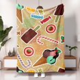 thumbnail image 1 of Flannel Blanket, Beige Candy & Dessert Pattern Winter Comfort Throw Blanket,, 1 of 7