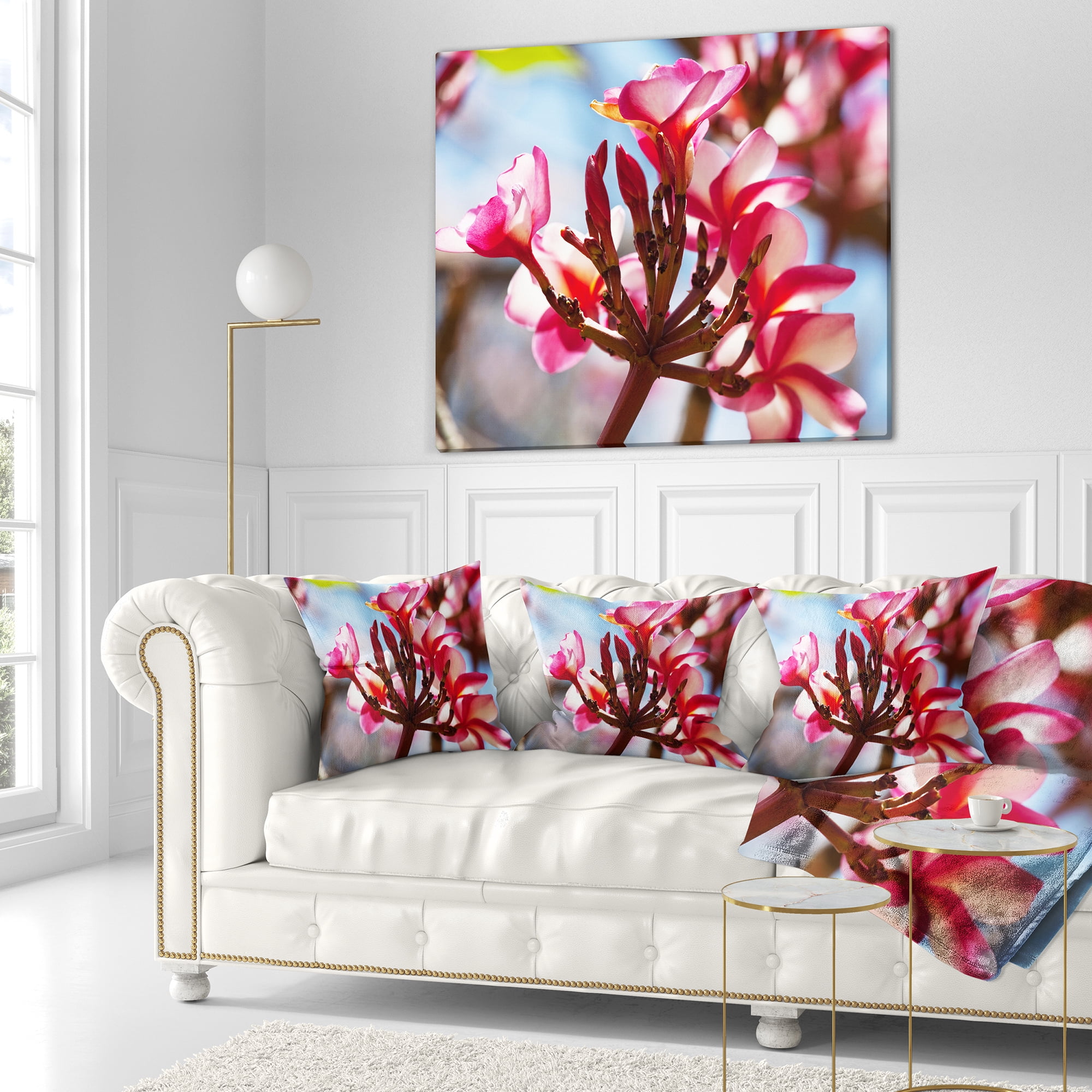 Designart Bunch of Beautiful Tropical Flowers - Floral Throw Pillow - 16x16