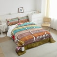 thumbnail image 4 of Summer Beach Bedding King Ocean Costal Theme Comforter Set Vintage Lodge Cabin Duvet Insert Marine Sea Shell Starfish Down Comforter, Colorful Wooden Stripe Bedding Comforter Sets, 4 of 5