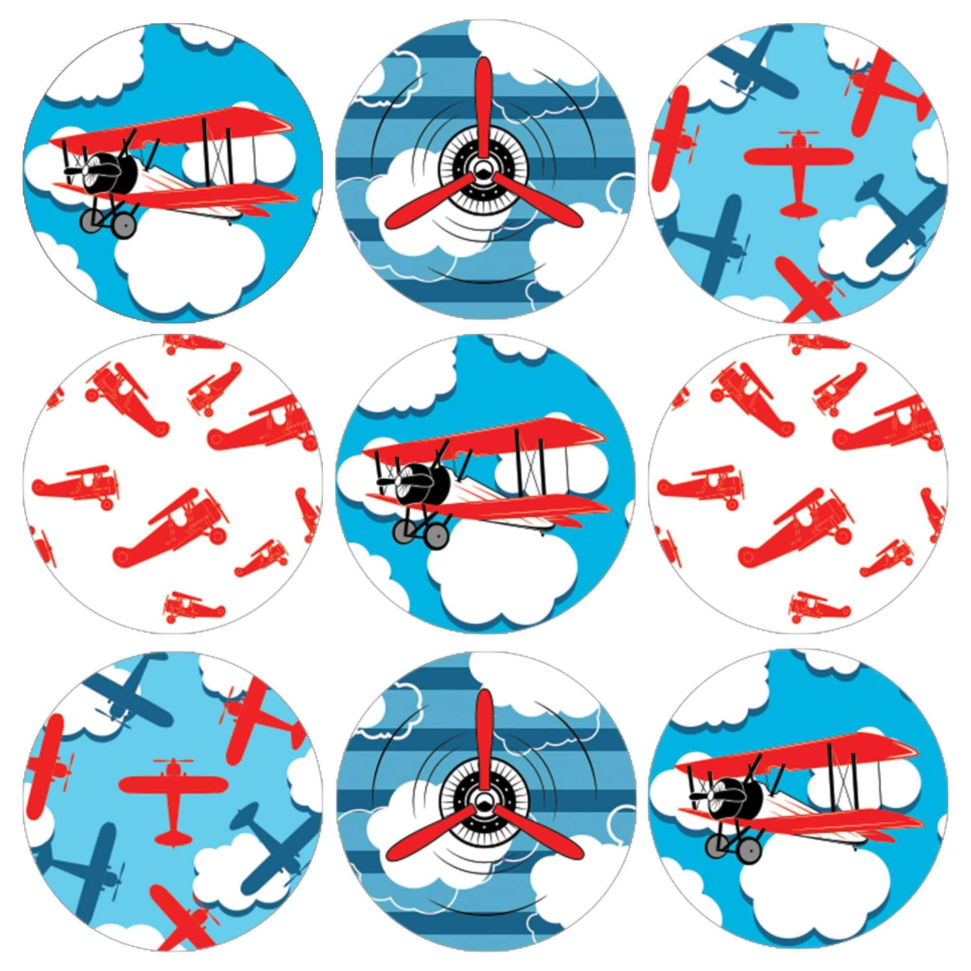 Red Airplane Party Favor Stickers - 180 Count - Birthday - Baby Shower - Distinctivs