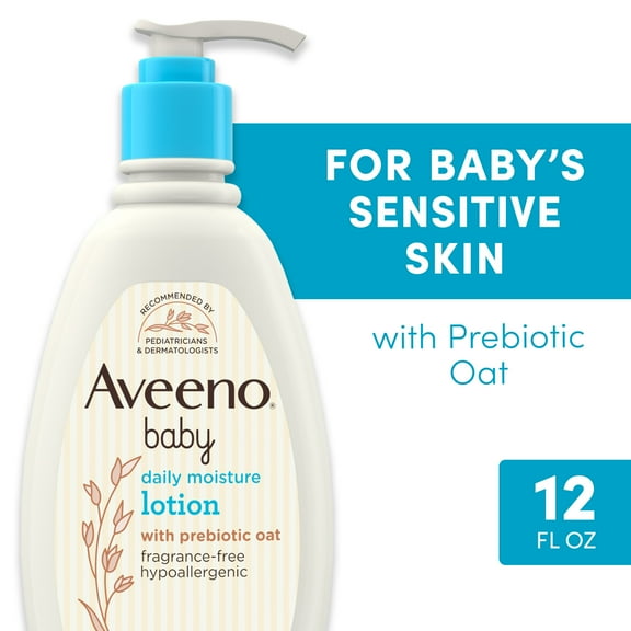 Aveeno Baby Daily Moisture Body Lotion for Baby and Toddler with Colloidal Oatmeal, 12 fl oz