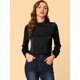 thumbnail image 3 of Blusa de manga de soplo fruncida plisada Allegra K Cuello alto suave sedoso Negro S, 3 of 6