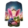 thumbnail image 4 of lcziwo Mother's Day Gifts Easter Shirt Tshirts for Women 2025 Fashion 3D Bunny Rabbit Graphic Tees Shirts Loose Casual Round Neck 3/4 Sleeve Holiday Tops Multicolor XL, 4 of 6