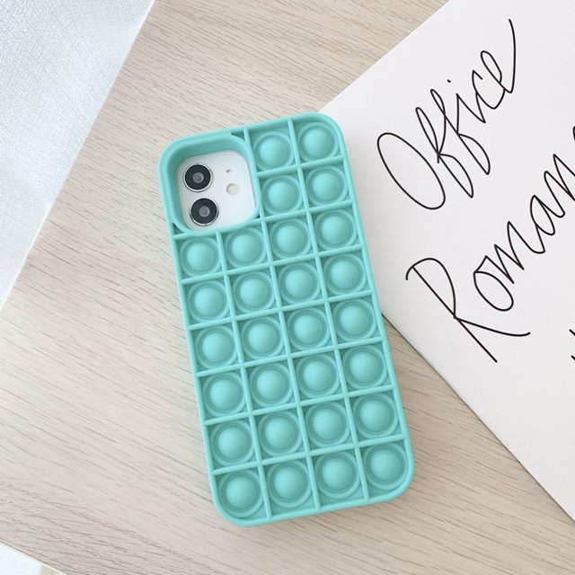 Phone Case for iPhone , Fidget Phone Case Push and Pop Bubble Fidget Sensory Toys Mobile Phone Protective Shell Cover for Men Women(Light Blue,iPhone 11Pro)