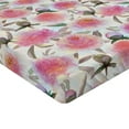 thumbnail image 4 of Ambesonne Peony Fitted Sheet, Garden Pastel Spring Floral, Twin Size, Pink and Slate Brown, 4 of 5