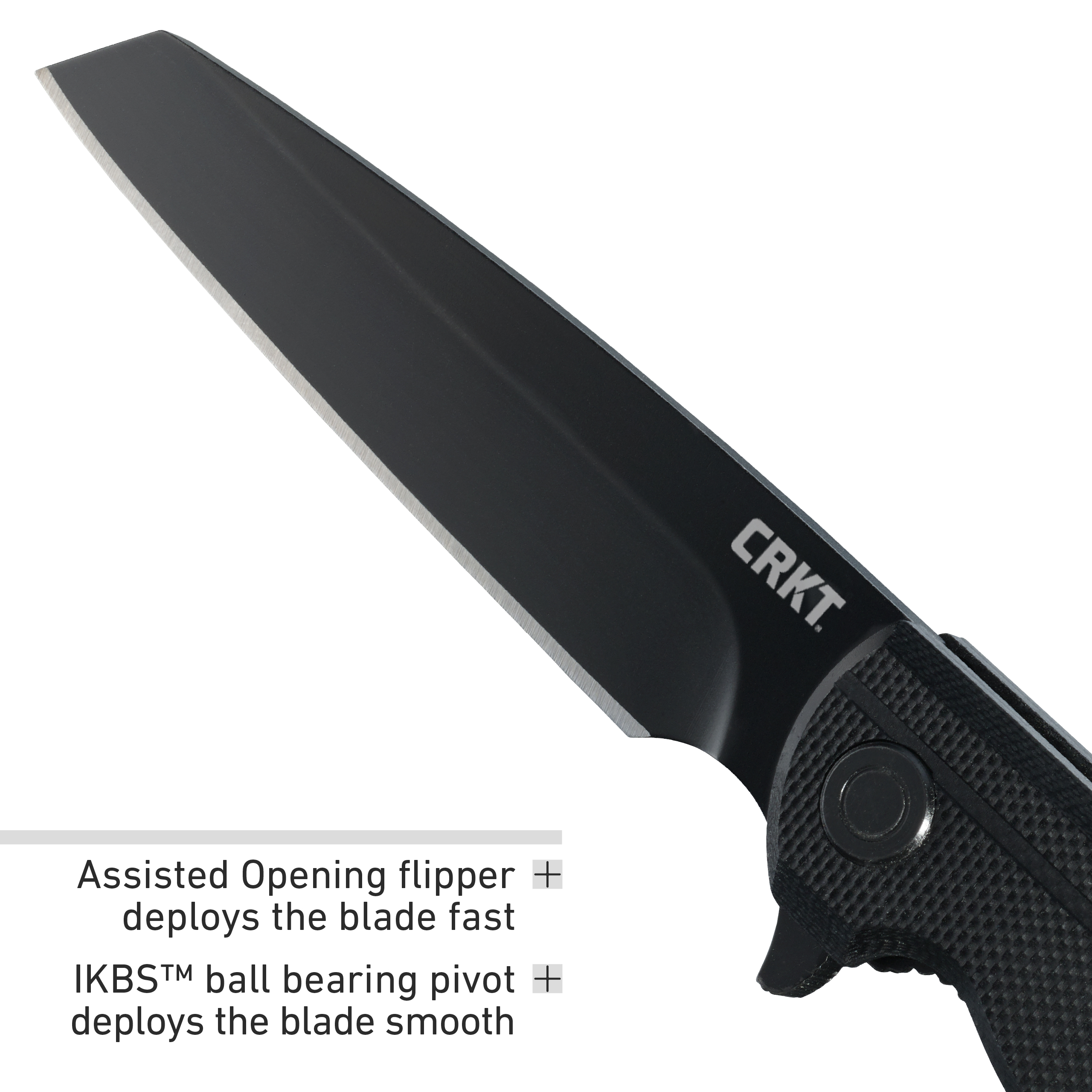 CRKT LCK + Everyday Carry Assisted Folding Knife with Liner Lock: Stainless Steel Plain Edge Blade, Glass-Reinforced Nylon Handle, Pocket Clip, 3802K