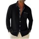 thumbnail image 2 of Blusa y camisa de manga larga con cuello vuelto para hombre, color liso, informal, a la moda, con bolsillos, manga larga, botones, cárdigan, abrigo, blusa de poliéster para hombre, 2 of 9