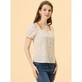 thumbnail image 6 of Allegra K Women's Vintage Floral Contrast Color Lace Square Neck Blouse Top, 6 of 6