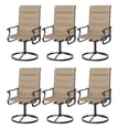 thumbnail image 2 of Techmilly Patio Swivel Chairs Set of 6, Outdoor Dining Chairs High Back, Padded All Weather Breathable Textilene Outside Furniture Chair , Grey White, 2 of 10