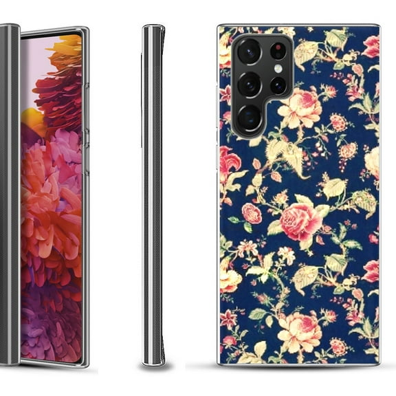 Slim-Fit Fashion Gel Phone Case for Samsung Galaxy S22 Ultra 5G, by OneToughShield ® - Floral Garden