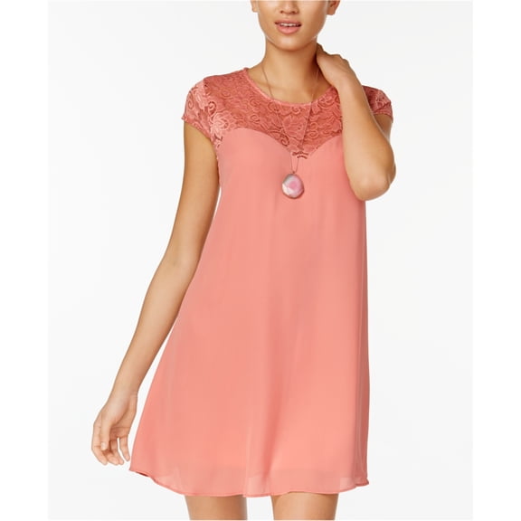 B. DARLIN Womens Lace Shift Dress, Pink, Juniors, 5/6