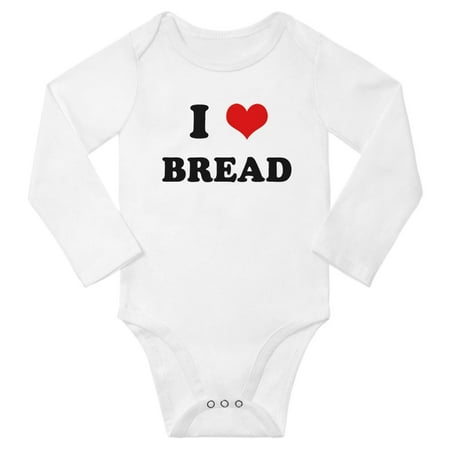 

I Heart Bread Love Food Cute Baby Long Rompers (White 12-18 Months)