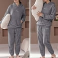 thumbnail image 3 of FNFYFH Womens Fuzzy Sherpa Fleece Pajamas Set Long Sleeve Hoodies Pajama Pants 2 Piece Outfits Loungewear Sleepwear, 3 of 7