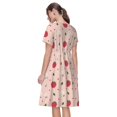 thumbnail image 2 of Bixox Robe d'Été à Manches Courtes pour Femmes Robe Ample Longueur Genou avec Poches-Fraise, 2 of 7