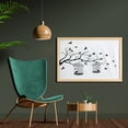 thumbnail image 2 of Nature Wall Art with Frame, Modern and Romantic Themed Design Birds Cages Branches Leaves Art Print, Printed Fabric Poster for Bathroom Living Room, 35" x 23", Black and White, by Ambesonne, 2 of 2