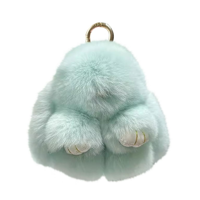 Isvgxsz Soft Fluffy Rabbit Keychain Cute Plush Bunny Key Rings