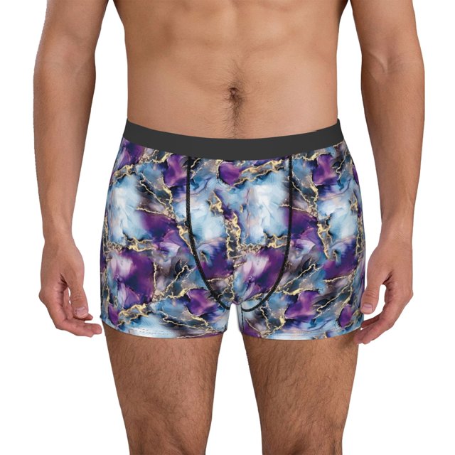 Fotbe Purple Marble Texture Calzoncillos Tipo Boxer con Bolsa de Soporte Total para Hombre, X-Temp Fresco, Transpirable y de Secado Rápido-Medium