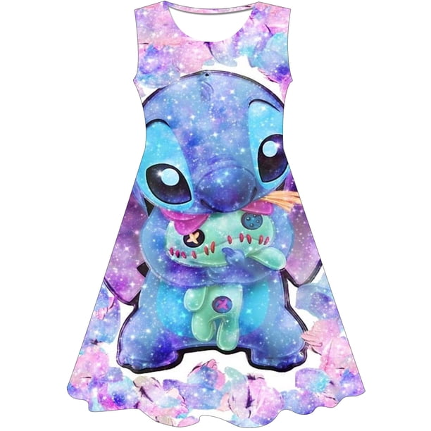 Disney Stitch Princess Party Dress up for Girls Halloween Costume Kids Stich Cartoon Casual Clothing Birthday Gift Frocks 1-10 Y6M Gao Jinjia LED