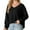 Black, variant on ATOYSOY Womens V Neck Waffle Knit Cropped Top Long Sleeve Pullover Crop Sweater Black L