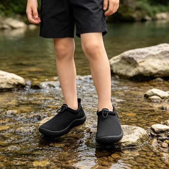sususu Water Shoes for Little/Big Boys/Girls Flexible Thick Sole for Kids 5-12T Black 5-5.5 Years