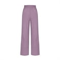 thumbnail image 7 of ClodeEU Women's Linen Blend Pant ,Mid Waist Elastic Waist Wide Leg Pant,Loose Fit Casual Trousers Purple,Womens Plus S, 7 of 7