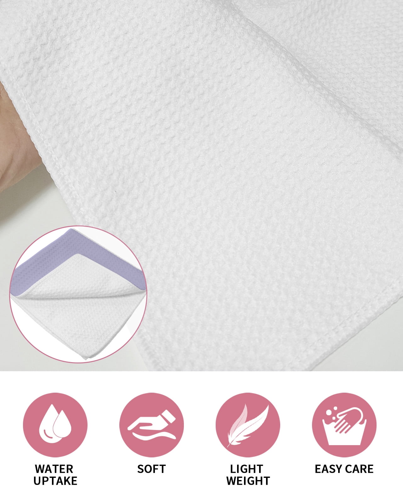 Pure Lavender Kitchen Dish Towels for Drying Dishes Set of 4, Simple Solid Color Waffle Weave Microfiber Hand Tea Bathroom Towels Quick Dry & Absorbent Towel 12x12