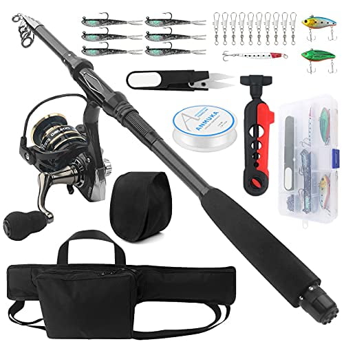 Carbon Fiber Casting Fishing Rod Combo Kit Portable Set Reel Rod Bag Portable 