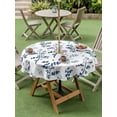 thumbnail image 4 of Outdoor Tablecloth with Umbrella Hole for Patio/Picnic/Party/Camping, Blue Botanical Waterproof Table Cloth Round Cover Washable, Watercolor Spring Floral Summer Leaf (Dia 54"), 4 of 8