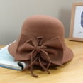 thumbnail image 2 of Yigetop Vintage Hats for Women Women's Autumn and Winter Bow Knot Round Top Casual Fisherman's Basin Cap Small Bowler Hat Cloche Hats for Women D A, 2 of 3