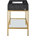 thumbnail image 6 of Maklaine Contemporary Black Artificial Marble Bathroom Vanity, 6 of 6