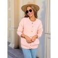 thumbnail image 6 of Osfvolr Long Sleeve Crewneck Button Down Womens Sweaters Fall Open Front Cardigan Sweaters for Women 2025 Pink M, 6 of 8