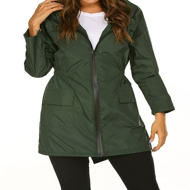 Manteaux de Pluie pour Femmes Imperméables Imperméables Légers à Cordon Capuchonné Manteaux de Pluie Coupe-Vent Manteau de Pluie d'Extérieur Actif Alsol Lamema
