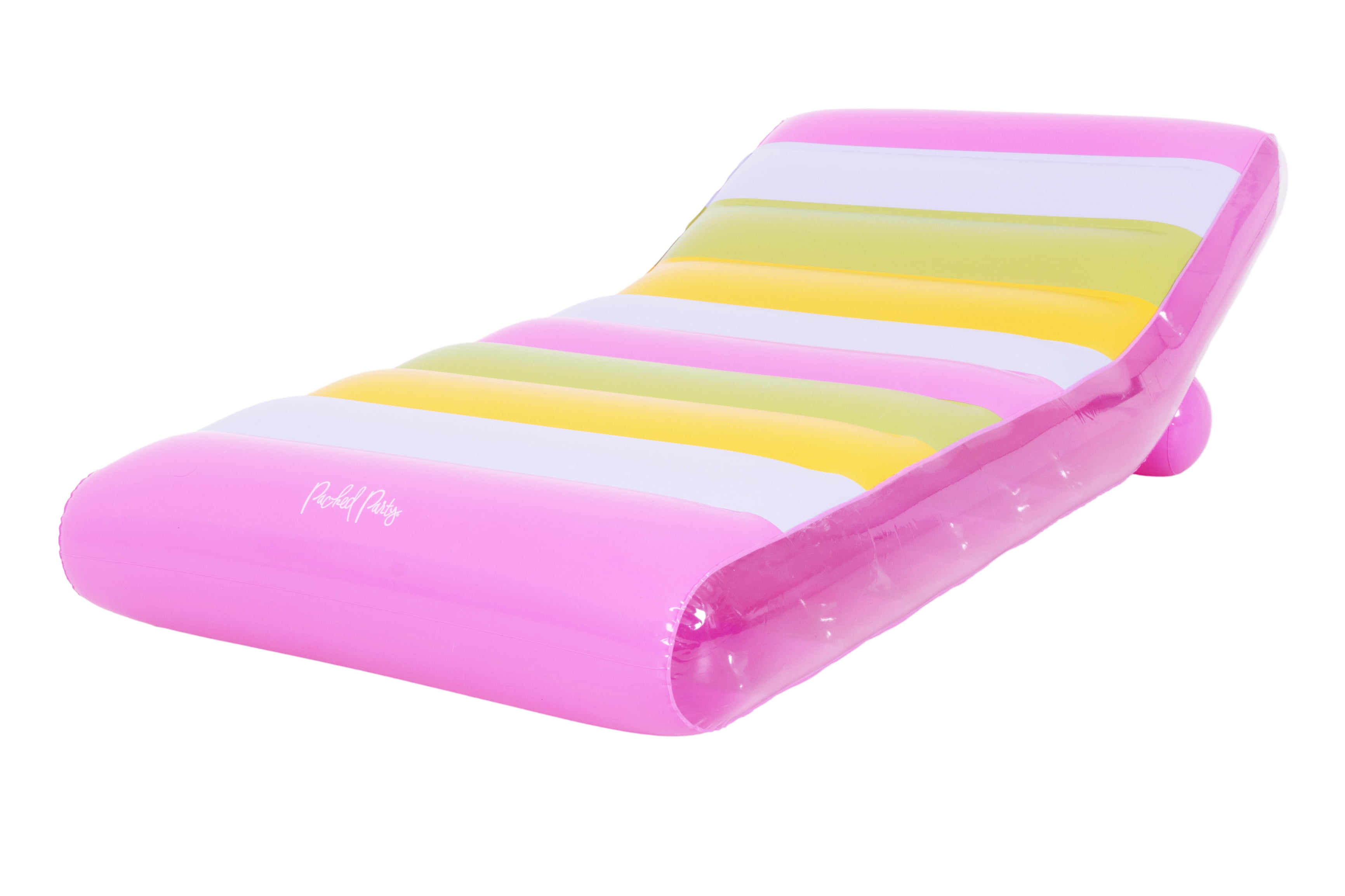 (2 pack) Packed Party Multi-Color Inflatable Striped Pool Lounger for Ages 14 Years +