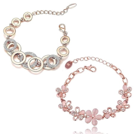 Jewellery Hub Fashion Latest Collection Gold Plated Combo of 2 Bracelet for Women and Girls (Rose Gold) (cmb285_8306b_9556b) Valentine Gift for Girlfriend