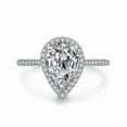 thumbnail image 2 of Dash Jewel 2.1 Ct Pear Cut Diamond Engagement Ring - 14K White Gold Plated Simple Halo Design - Elegant Ring for Women - Perfect for Special Occasions and Celebrating Your Love Story Together, 2 of 3