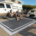 thumbnail image 5 of ,Outdoor Rug,Patio Rug,Reversible Portable Outdoor Plastic Straw Rug,Camping Rugs for Outside RV,Large Waterproof Area Rugs for Patio,Deck,Picnic,Porch,Balcony(4'x 6',White&Gray), 5 of 6
