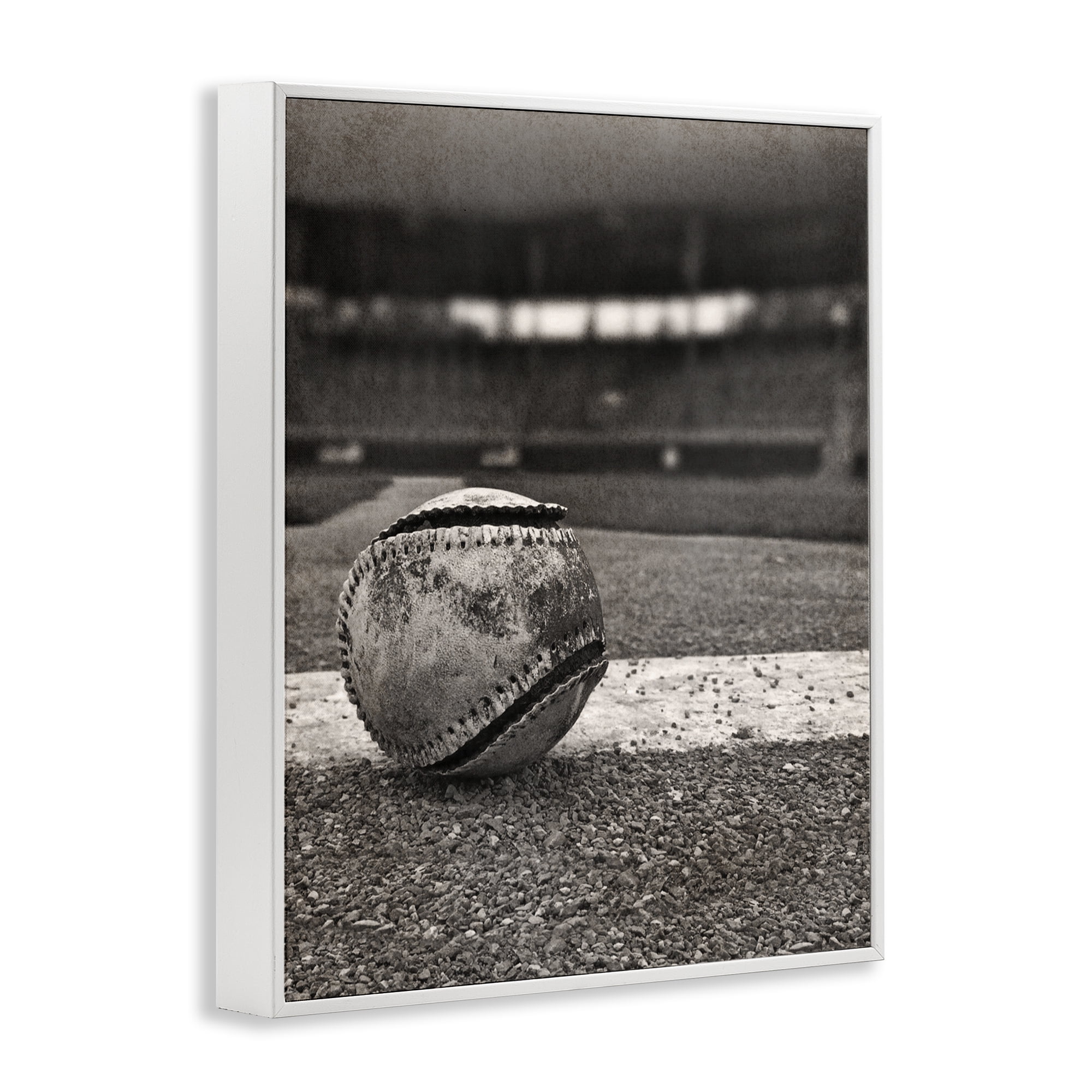 Stupell Industries Vintage Sports Weathered Baseball White Framed Giclee Art, design by Marcus Prime