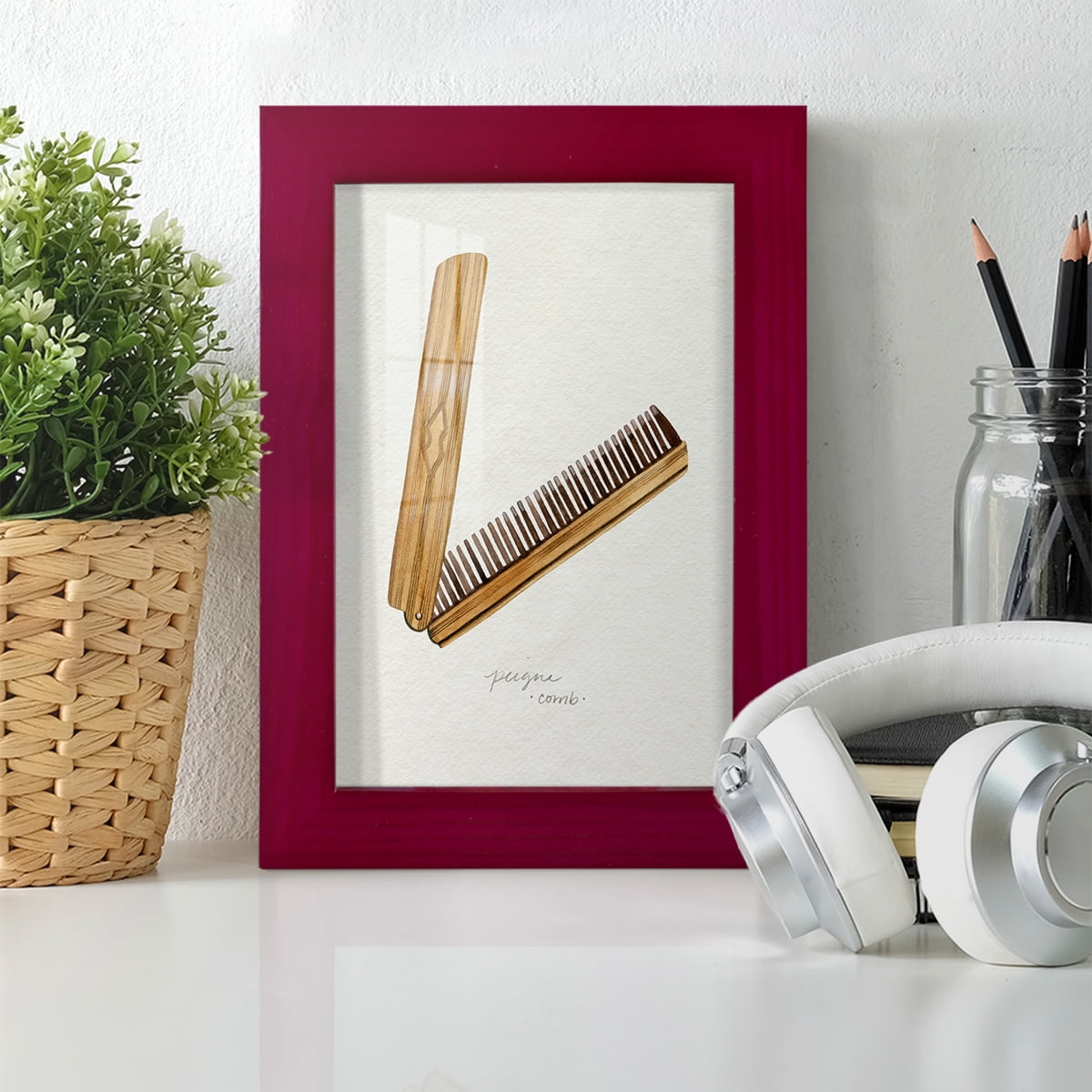 Gilded Toiletries IV - Framed Print w/glass - Cherry Red