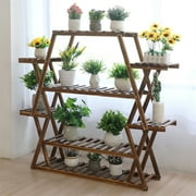 Large Pine Wood Plant Stand Indoor Outdoor Garden Flower Shelf 8 Tiers for Multiple Pots