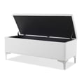 thumbnail image 3 of 20 - inch wide white storage bench with chrome legs for modern home provides strong support and storage space, 3 of 5