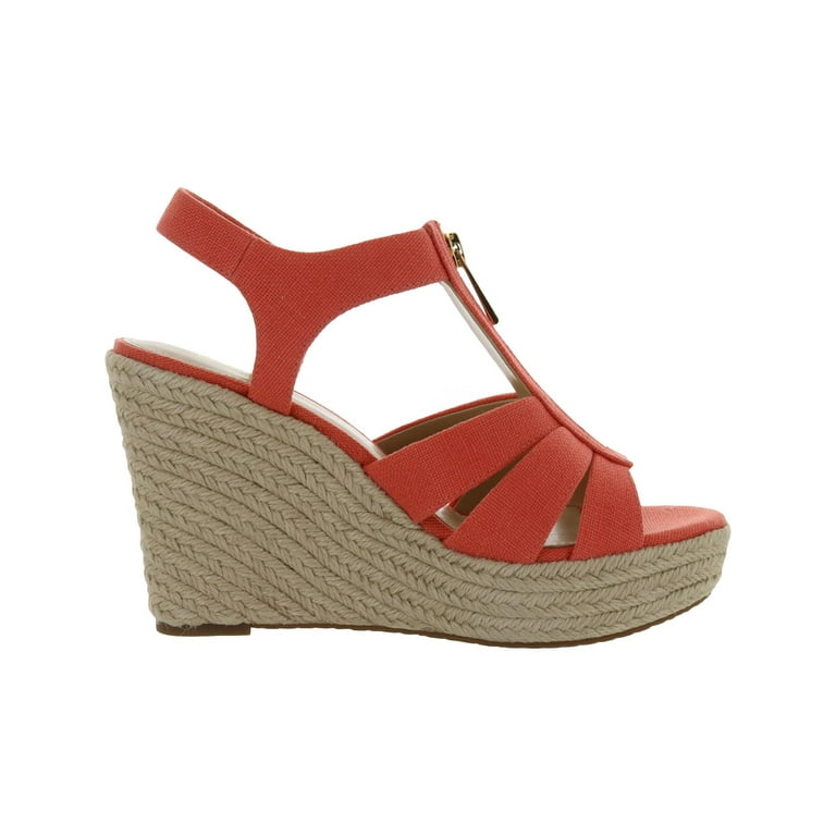 MICHAEL Michael Kors Womens Berkley Canvas Wedge Sandals Pink 8
