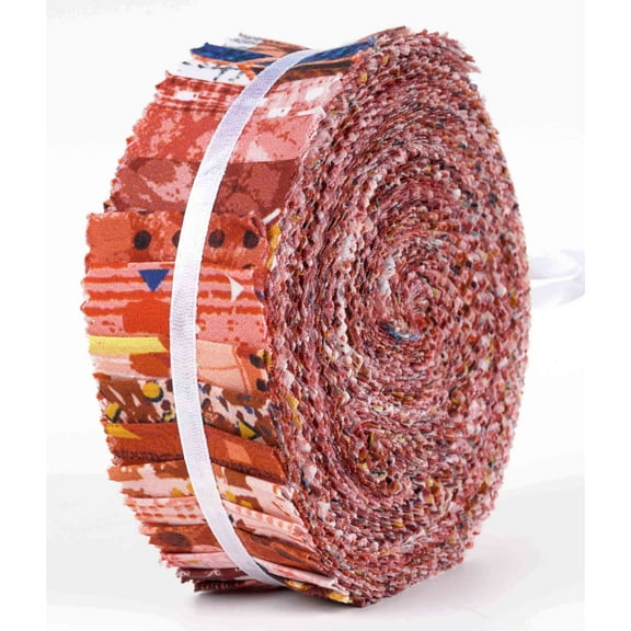 Soimoi 40Pcs Geometric & Texture Print Precut Fabrics Strips Roll Up 1.5x42inches Cotton Jelly Rolls For Quilting - Red