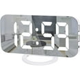 thumbnail image 1 of Ygdigital Digital Alarm Clock,6.5 Inch Large Display LED Mirror Electronic Clocks, with Snooze,12/24H,Dual USB Charging Ports, 3 Adjustable Brightness,for Bedroom Home Office -White, 1 of 7
