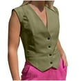 thumbnail image 4 of Cropped Suit Vest for Women Button Up Business Casual Dressy Waistcoat Vest Tops, 4 of 5