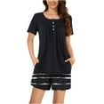 thumbnail image 1 of Birdeem Ensembles de Pyjama pour Femmes 2 Pcs Femmes Décontracté Col Rond Imprimé Manches Courtes Blouse Mode Pantalon Ensemble de Pyjama, 1 of 1