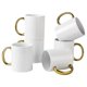 thumbnail image 1 of BYCNZB Juego de 6 tazas blancas de 12 oz, tazas en blanco para sublimación, tazas de cerámica recubiertas de bricolaje para café, té, latte, capuchino, cacao o regalos de bricolaje, blanco/dorado, 1 of 1